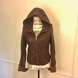 Hollister. S-M Lamb skin brown leather jacket.